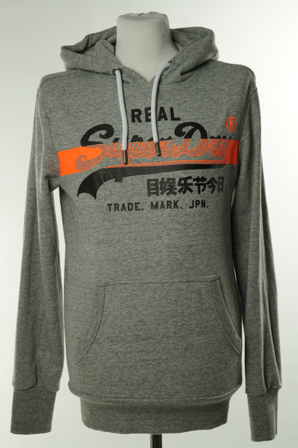 Bluza z kapturem szara z napisem Superdry - SUPERDRY zdjęcie 1