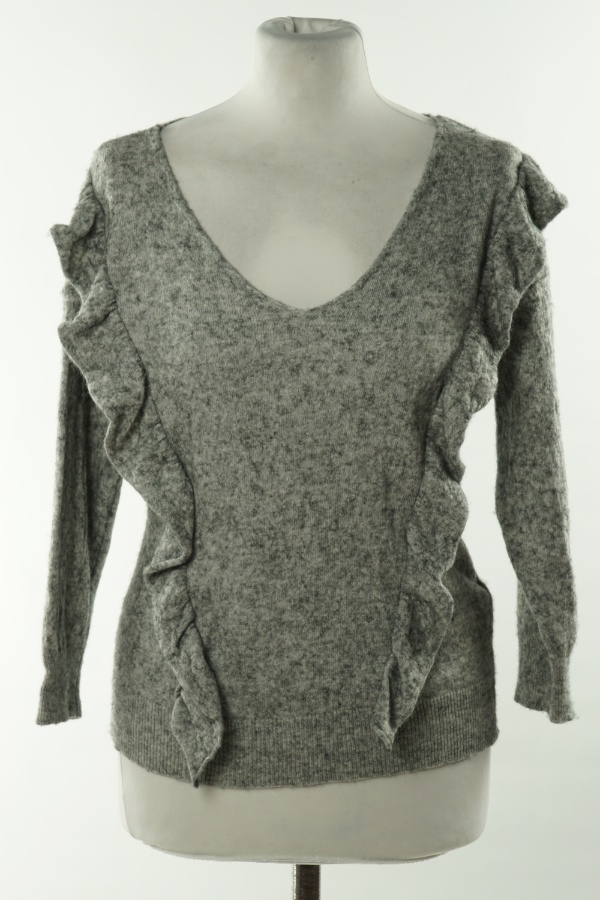 Sweter szary z falbankami (45%WEŁNY) - YOUR & SELF zdjęcie 1