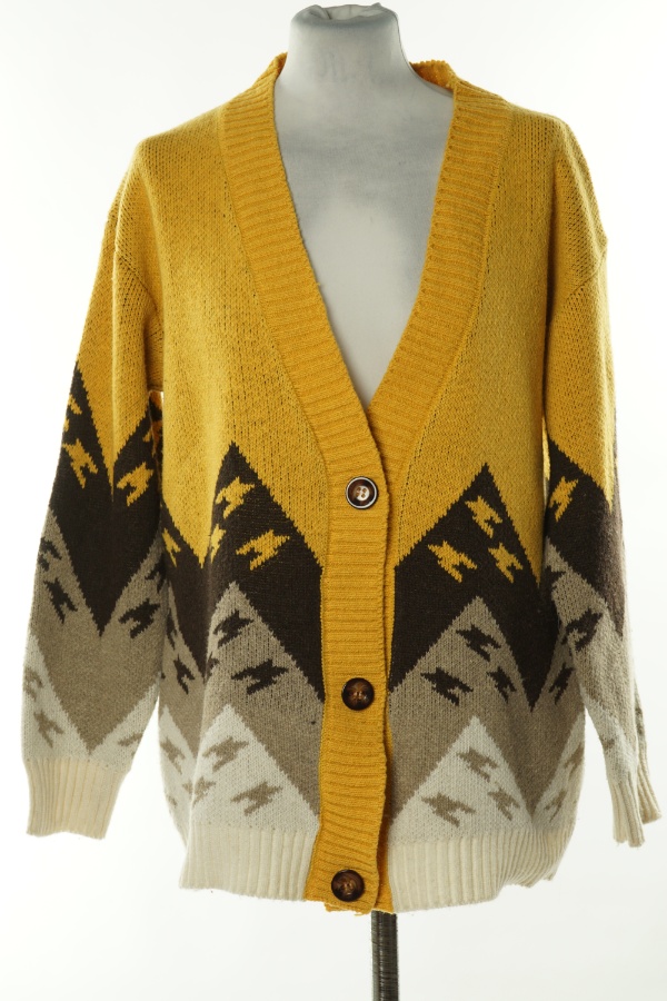 Kardigan żółty sweterkowy - AMIPLE TEXT zdjęcie 1