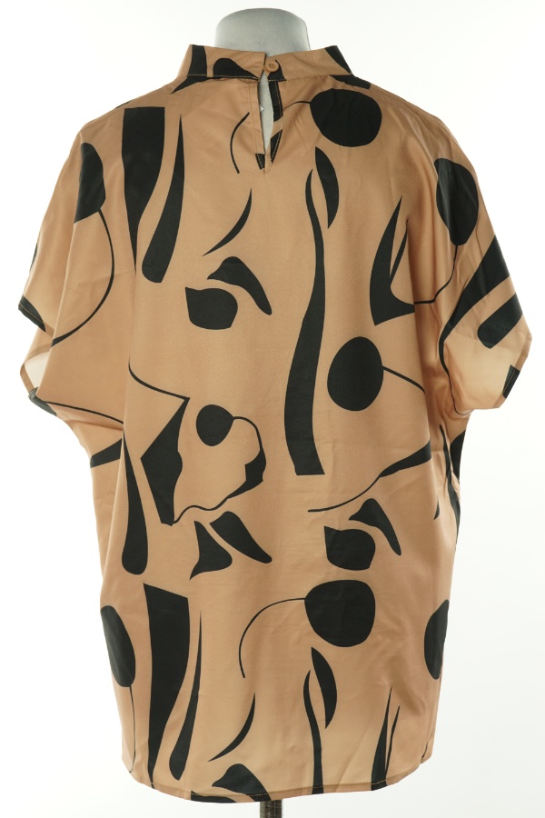 Bluzka beżowo-czarna ze stójką - BRAK METKI Z NAZWĄ PRODUCENTA zdjęcie 2