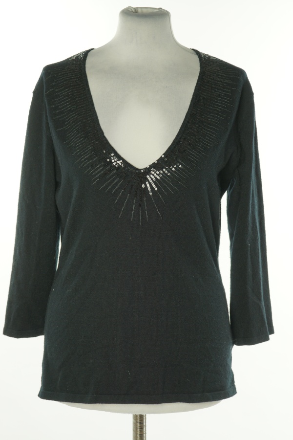 Sweter czarny z cekinowym wykończeniem - HORNBEK zdjęcie 1