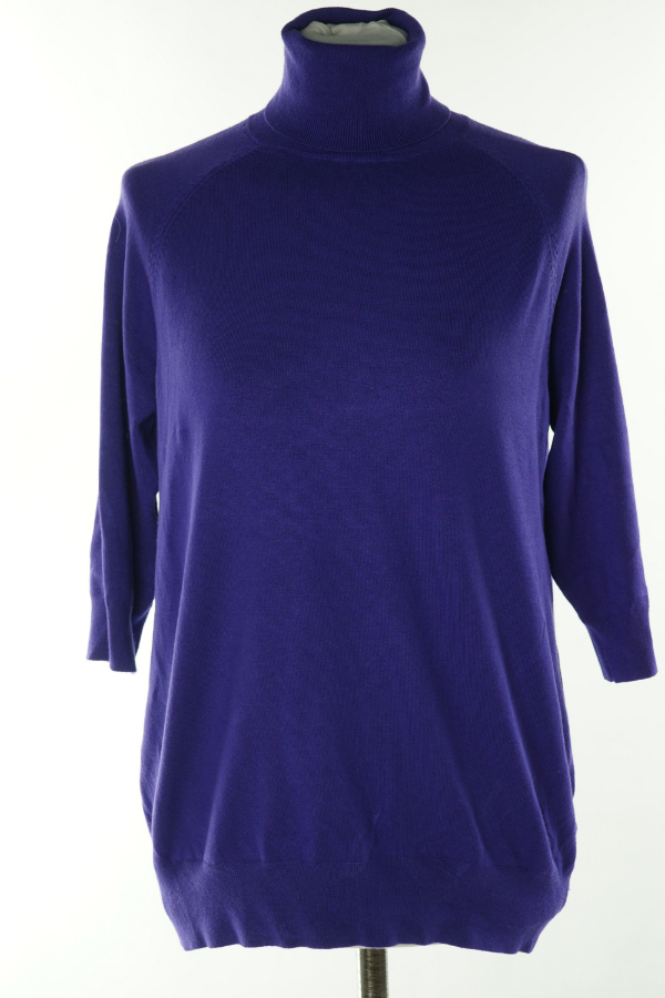 Sweter golf fioletowy z 3/4 rękawem - BRAK METKI Z NAZWĄ PRODUCENTA zdjęcie 1