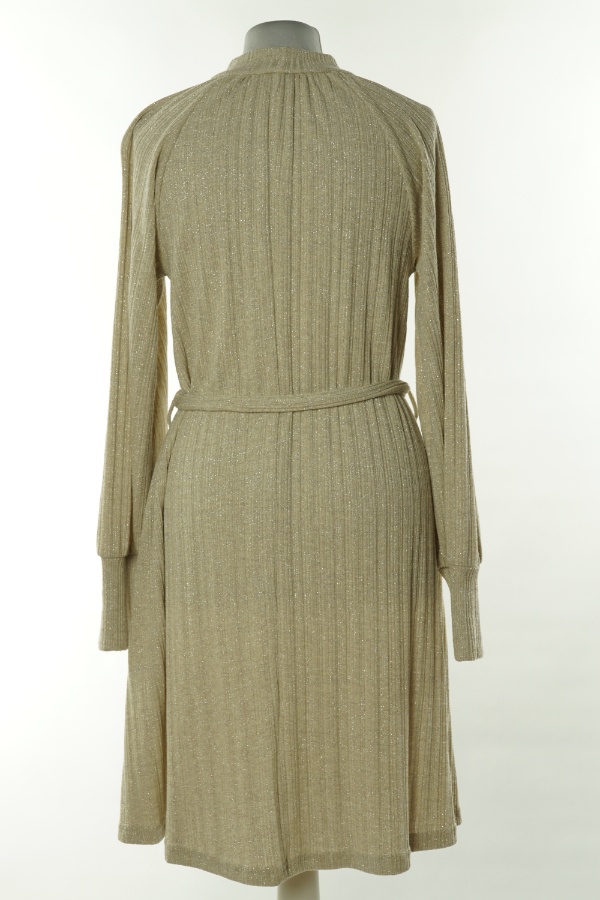 Sukienka beżowa ze srebrną nitką - PIECES zdjęcie 2