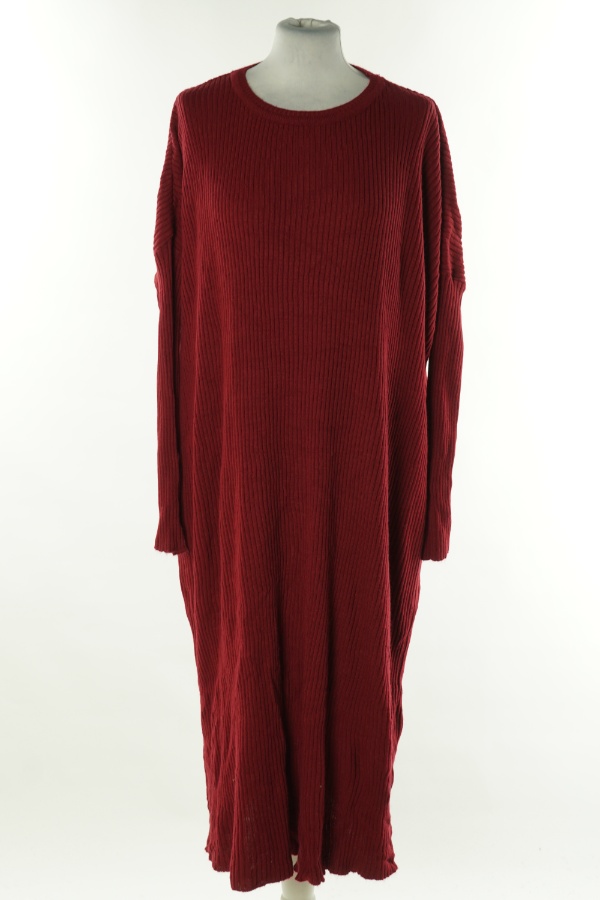 Sukienka bordowa prążkowana sweterkowa - EBRULIMM zdjęcie 1