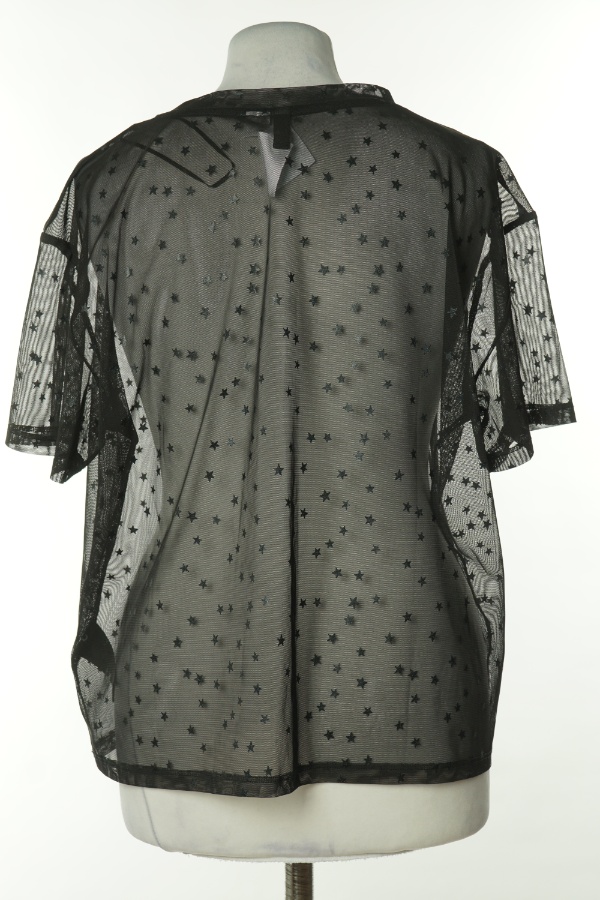 Bluzka prześwitująca czarna siateczkowa w gwiazdki - H&M zdjęcie 2