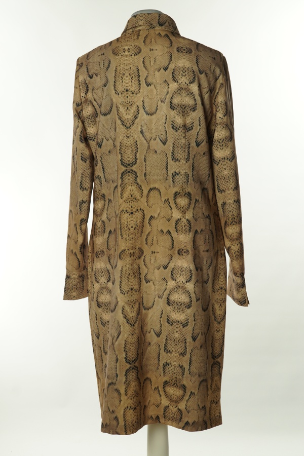 Sukienka beżowa wężowa zapinana - EZURI zdjęcie 2
