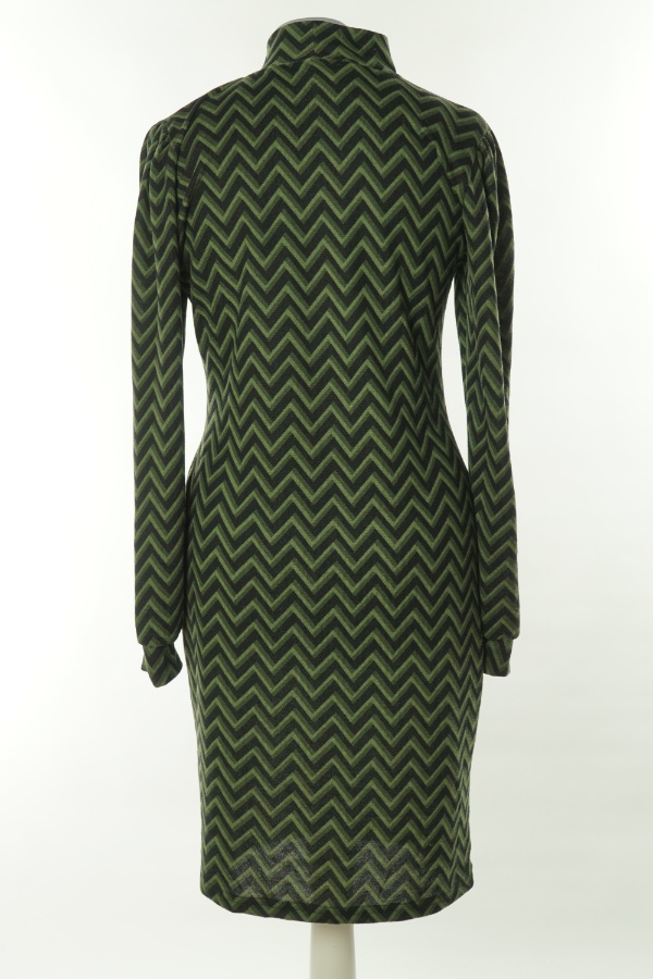 Sukienka zielono-czarna w jodełkę - BRAK METKI Z NAZWĄ PRODUCENTA zdjęcie 2