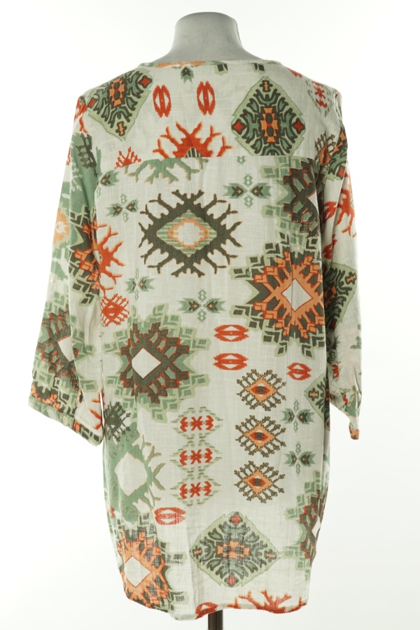 Bluzka biała w zielone wzory - ISOLDE zdjęcie 2