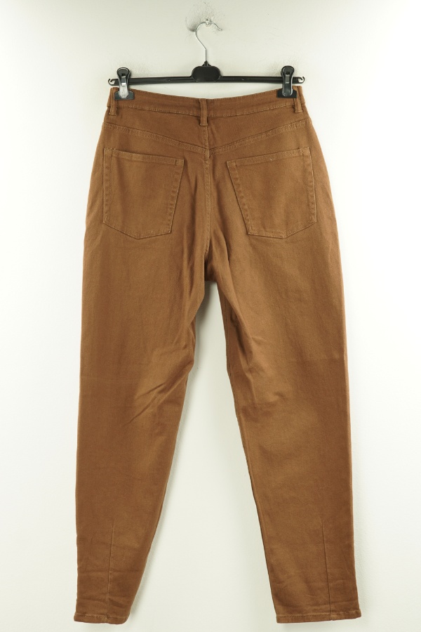 Spodnie brązowe jeansowe z szerokimi nogawkami i wysokim stanem - H&M zdjęcie 2