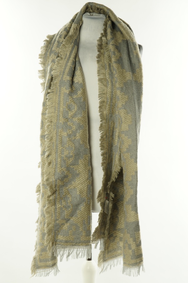 Szal szaro-beżowy wzorzysty - BRAK METKI Z NAZWĄ PRODUCENTA zdjęcie 1