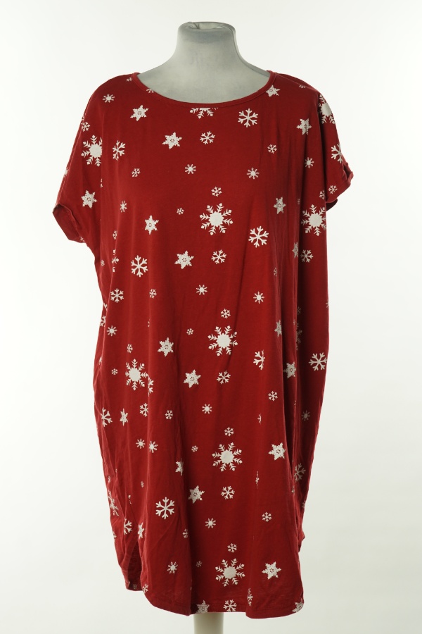 Koszula nocna czerwona w białe płatki śniegu - BRAK METKI Z NAZWĄ PRODUCENTA zdjęcie 1