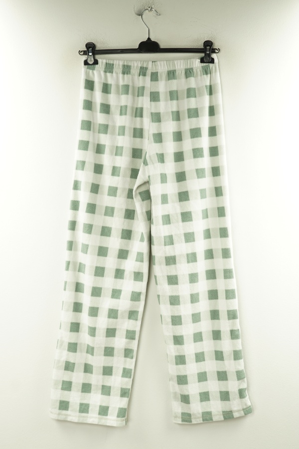 Spodnie piżamowe biało-zielone w kratkę - SFERA zdjęcie 2
