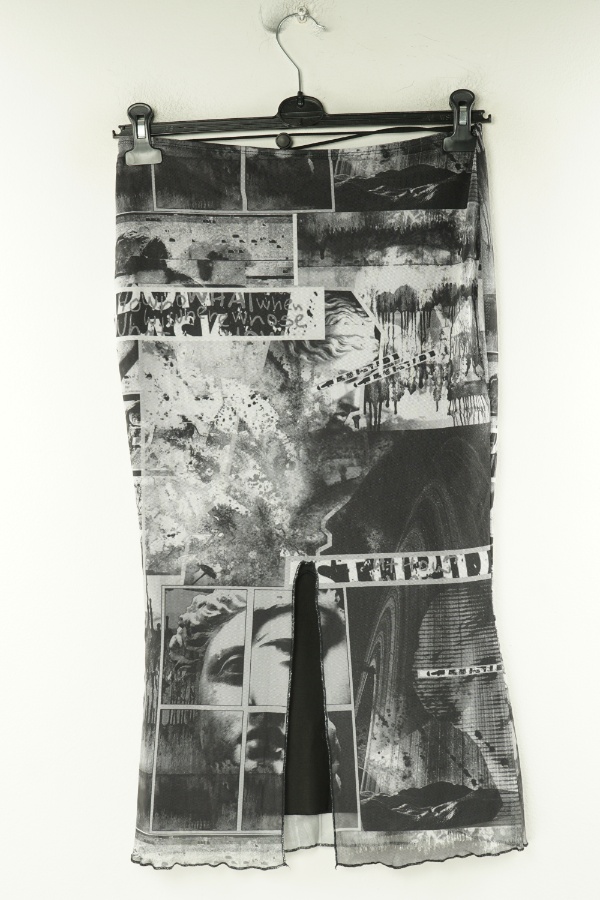 Spódnica czarno-szara z siateczkowym wierzchem - SHEIN zdjęcie 2