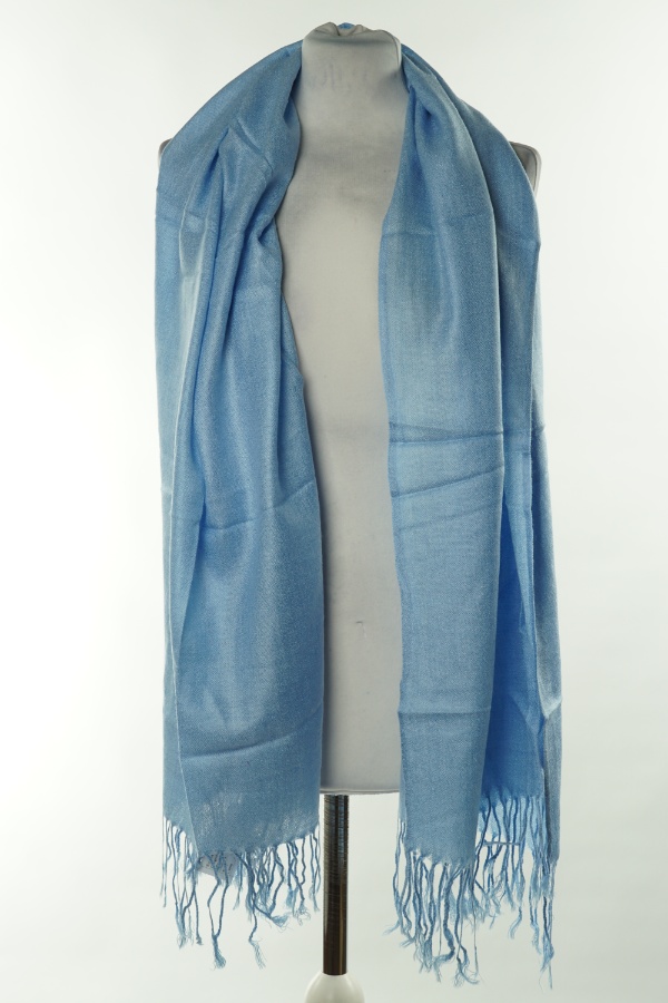 Szal błękitny kaszmirowy - PASHMINA zdjęcie 1