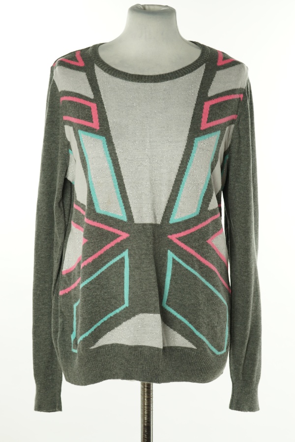Sweter szary w różowo-niebieskie wzory - LIMITED COLLECTION zdjęcie 1
