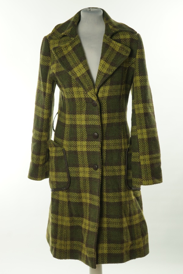 Płaszcz zielony w kratkę(60%wełna) - MANGO zdjęcie 1