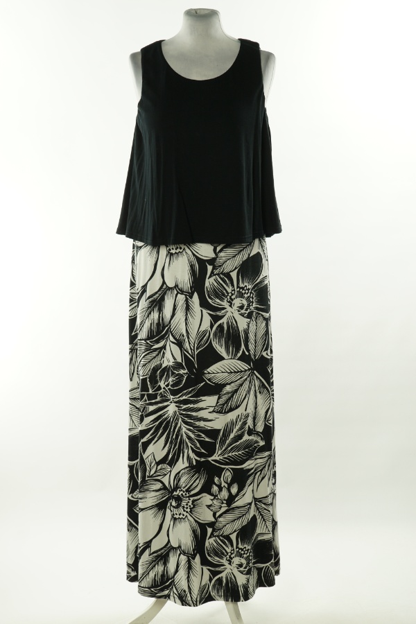 Sukienka czarno-biała w kwiaty - ROMAN zdjęcie 1