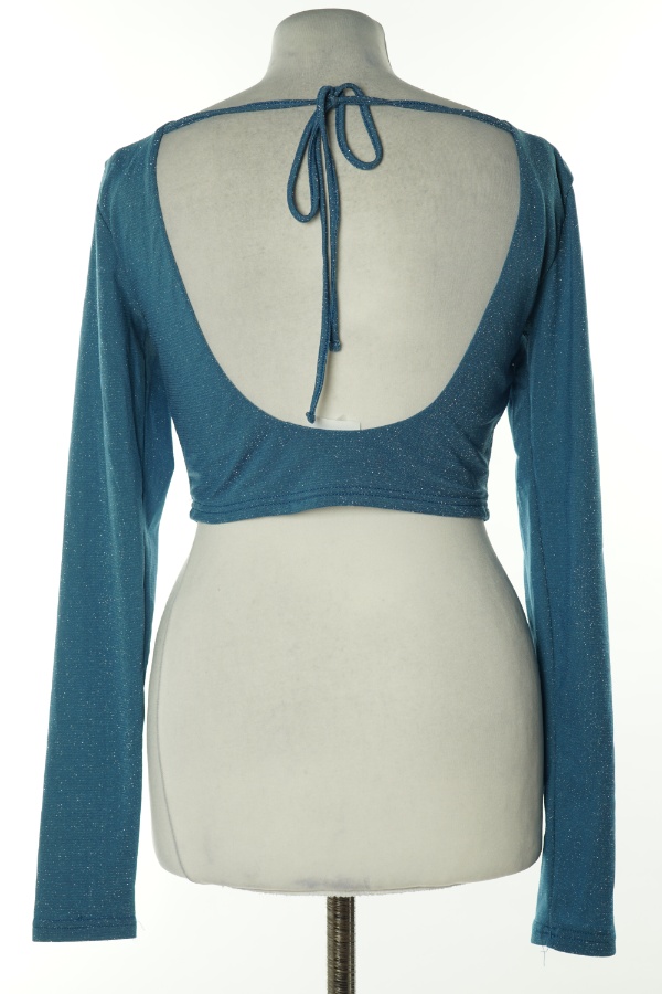 Top niebieski połyskujący - NA-KD zdjęcie 2