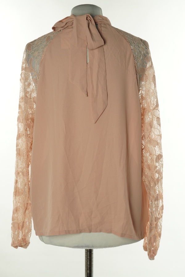 Bluzka brudy róż z koronkowymi rękawami - SHEIN zdjęcie 2