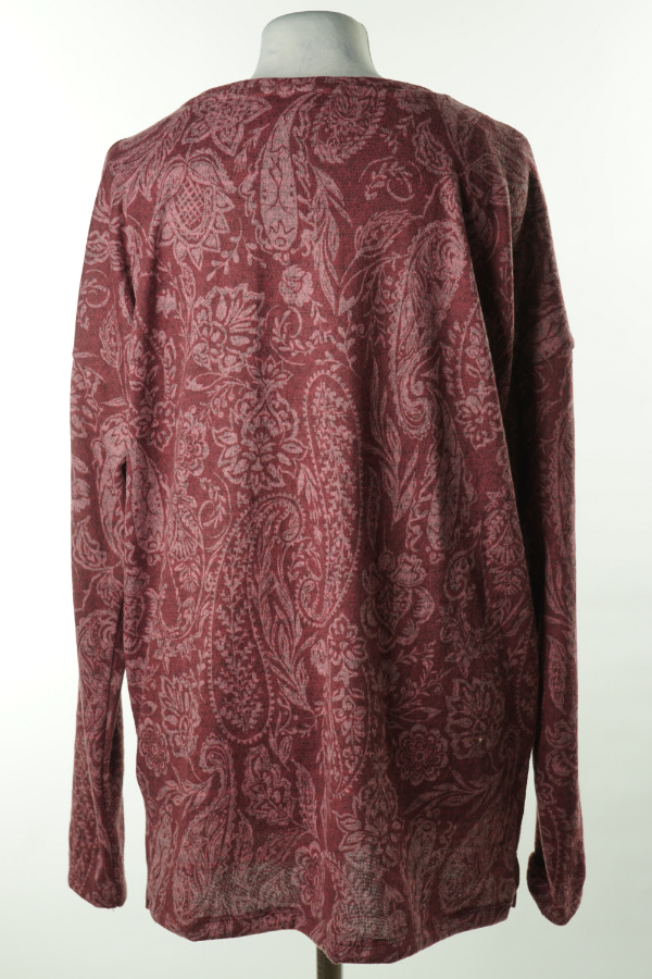 Bluza bordowa w różowe wzory i kwiaty - NUTMEG zdjęcie 2