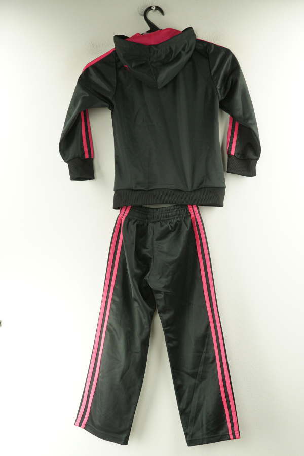 Komplet dresowy bluza i spodnie czarny z różowymi wstawkami - ADIDAS zdjęcie 2