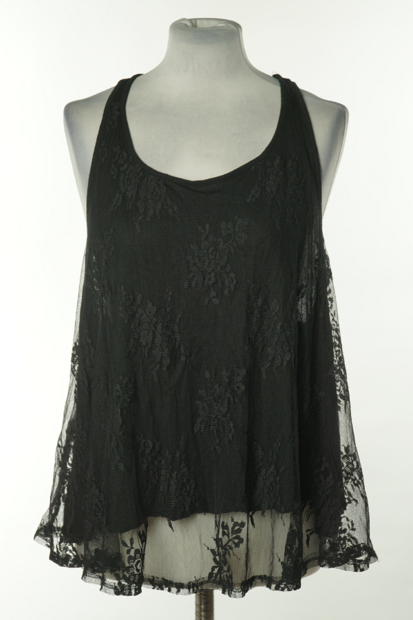 Bluzka czarna z koronkowym wierzchem - H&M zdjęcie 1