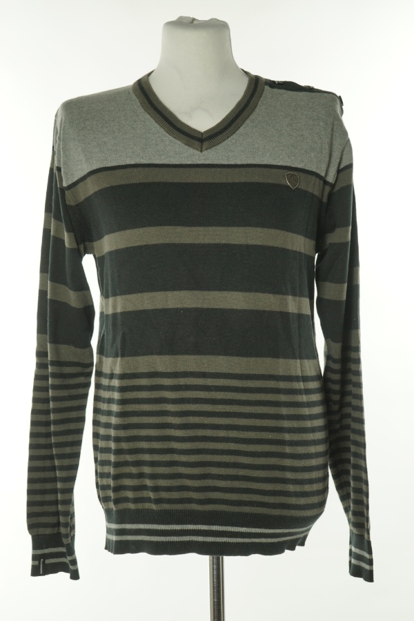 Sweter szaro-czarny w paski - DISSIDENT zdjęcie 1