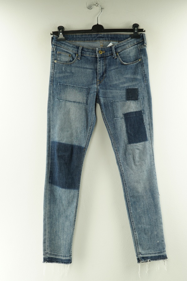 Spodnie niebieskie jeansowe w kwadraty - H&M zdjęcie 1