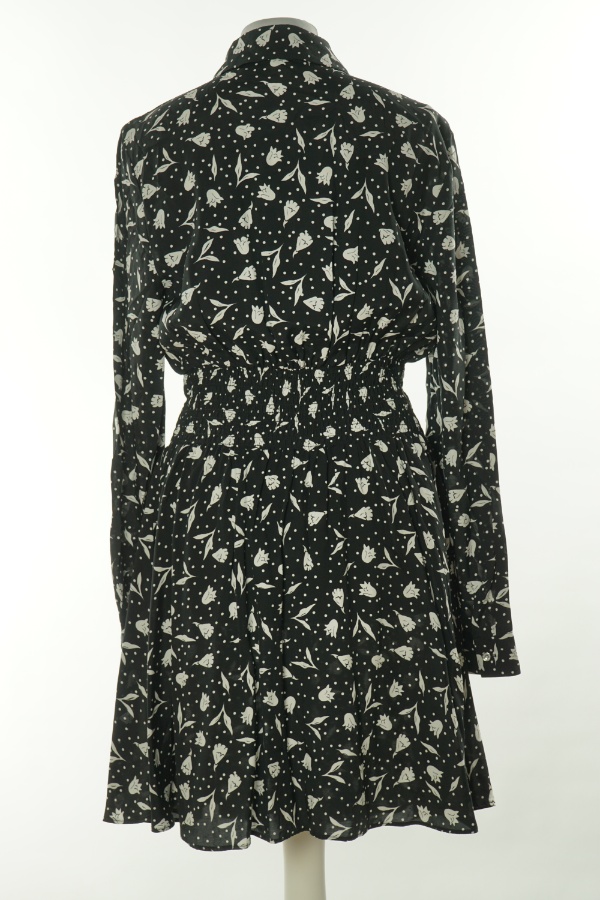 Sukienka zapinana czarna w białe kropki i kwiatki - RIVER ISLAND zdjęcie 2