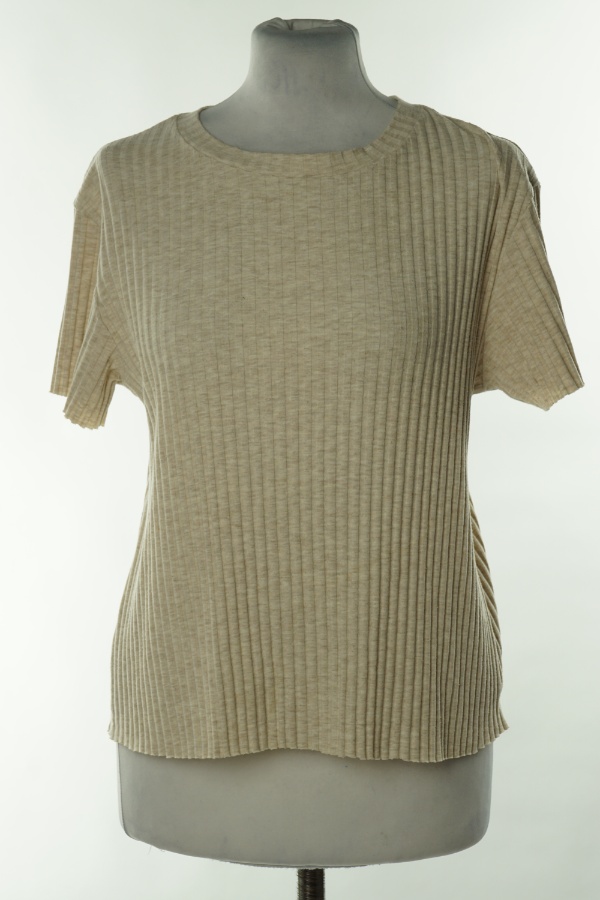 Koszulka beżowa prążkowana, H&M - H&M zdjęcie 1