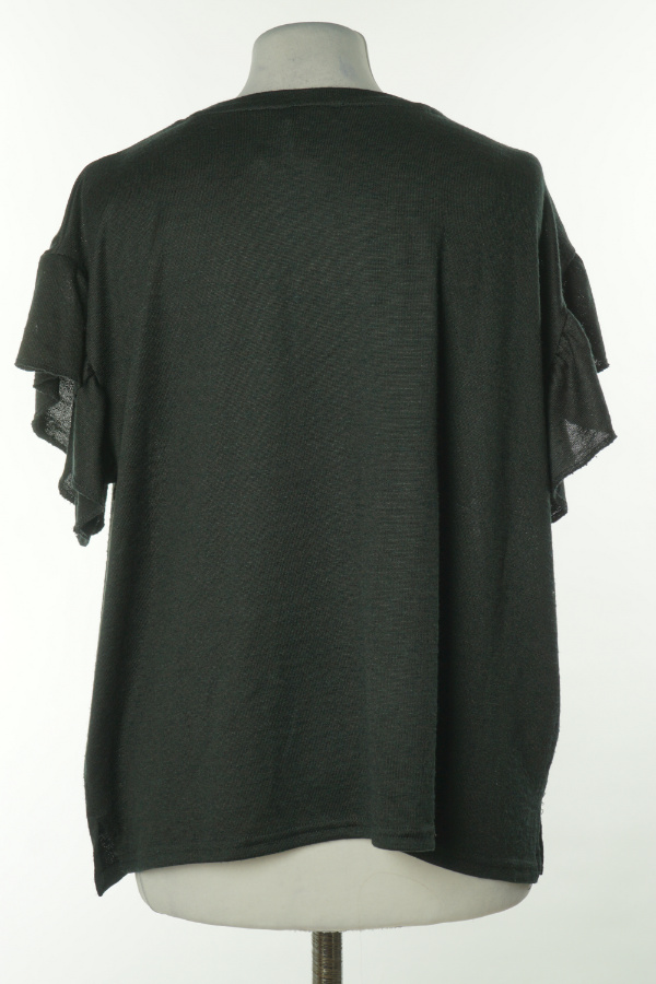 Bluzka czarna sweterkowa z falbanką - NEW LOOK zdjęcie 2