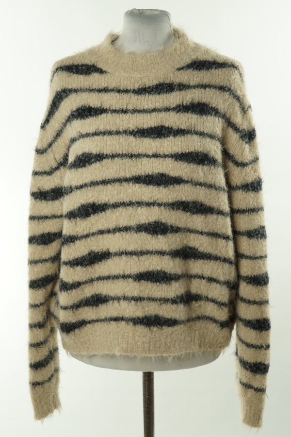 Sweter beżowo-czarny w paski - LINDEX zdjęcie 1