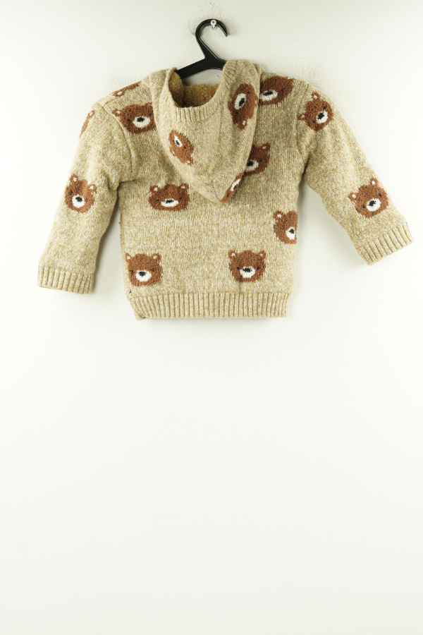 Sweter beżowy w misie zapinany na suwak - GEORGE zdjęcie 2