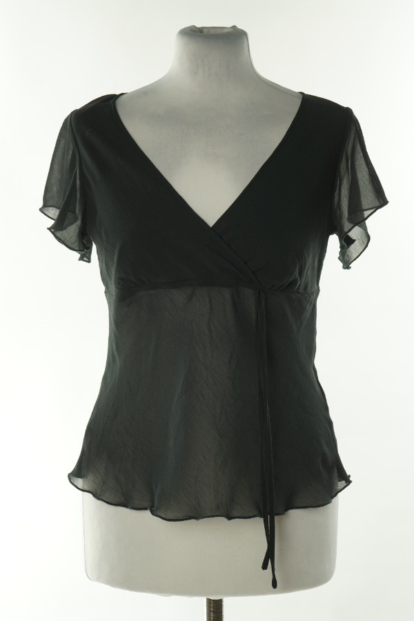 Bluzka czarna cienka z wiązaniem, H&M - H&M zdjęcie 1
