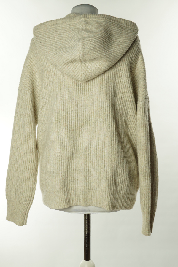 Kardigan beżowy z kapturem zapinany na suwak, w składzie wełna (3%) - ABOUT YOU zdjęcie 2