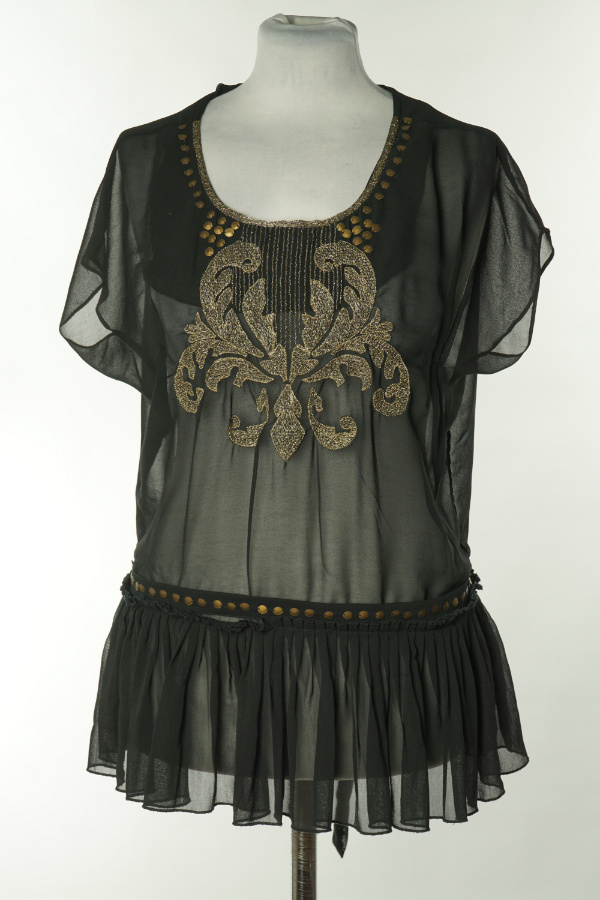 Bluzka czarna ze złotą nitką i ozdobnymi cekinami - NEXT zdjęcie 1