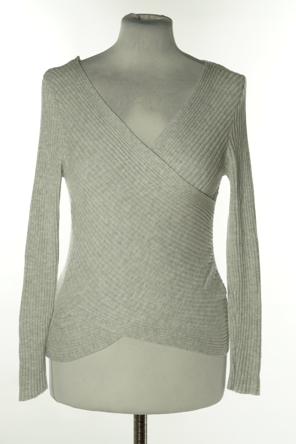 Bluzka szara prążkowana, H&M - H&M zdjęcie 1