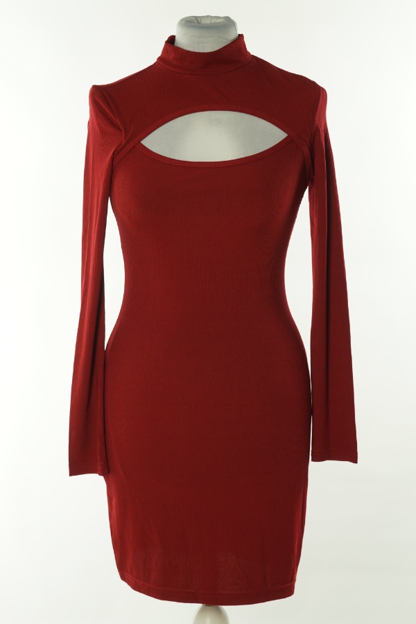 Sukienka czerwona prążkowana - BRAK METKI Z NAZWĄ PRODUCENTA zdjęcie 1