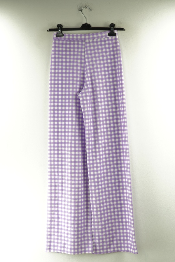 Spodnie fioletowo-białe w kratkę - PRETTYLITTLETHING zdjęcie 2