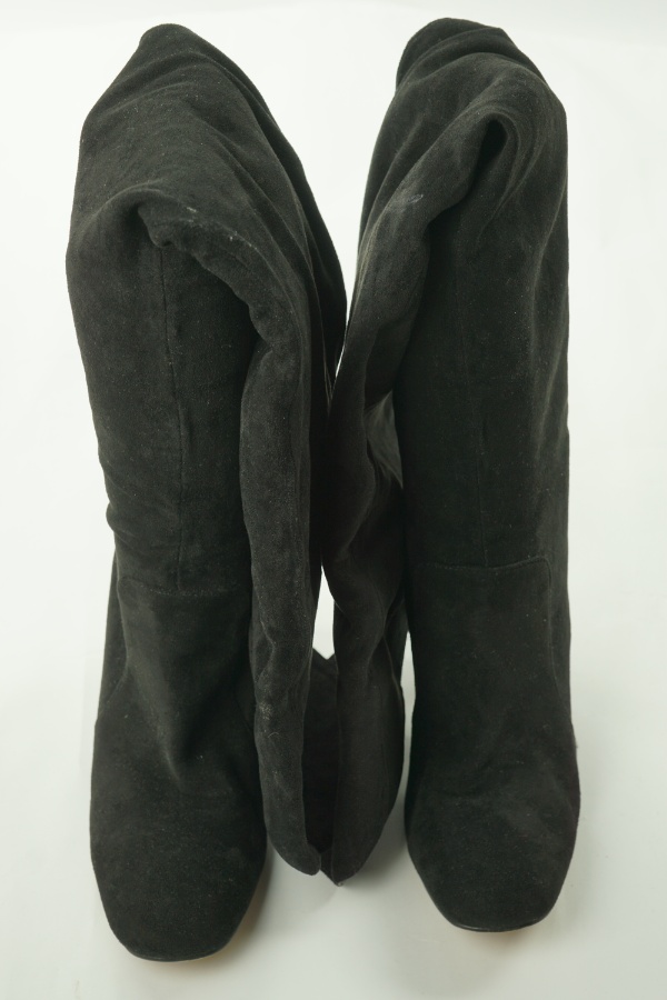 Kozaki czarne zamszowe z cholewką za kolano - BRAK METKI Z NAZWĄ PRODUCENTA zdjęcie 2