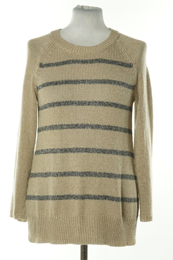 Sweter ciemnobeżowy w paski - M&S zdjęcie 1