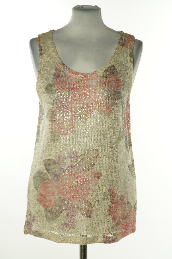 Bluzka sweterkowa beżowa kwiaty - PAPAYA zdjęcie 1