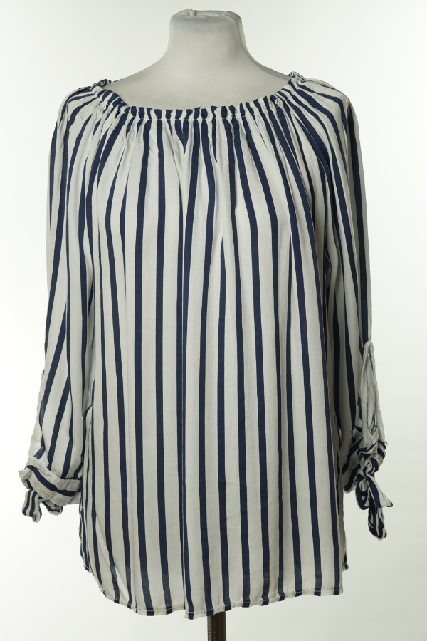 Bluzka biała w granatowe paski - NEW COLLECTION zdjęcie 1