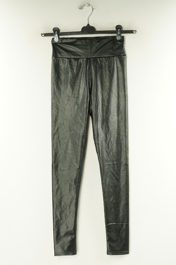 Legginsy czarne a'la skóra - BRAK METKI Z NAZWĄ PRODUCENTA zdjęcie 1