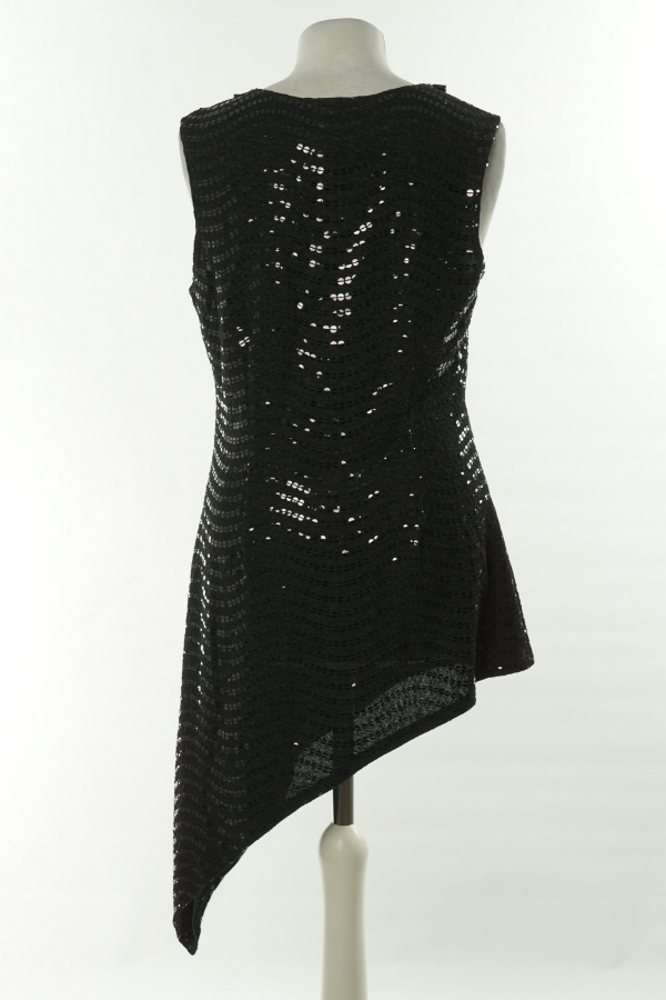 Sukienka czarna cekinowa z biżuteryjnym wykończeniem przy dekoldzie - FRANK LYMAN zdjęcie 2