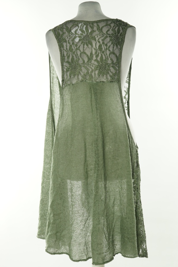 Narzutka zielona sweterkowa z koronką - BRAK METKI Z NAZWĄ PRODUCENTA zdjęcie 2