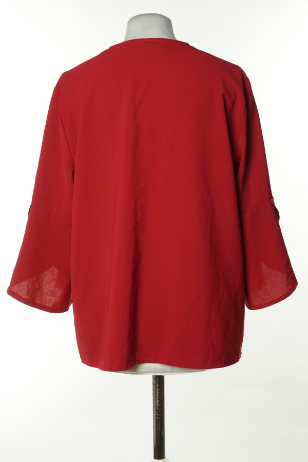 Bluzka różowa z kremową ażurową wstawką - SHEIN zdjęcie 2