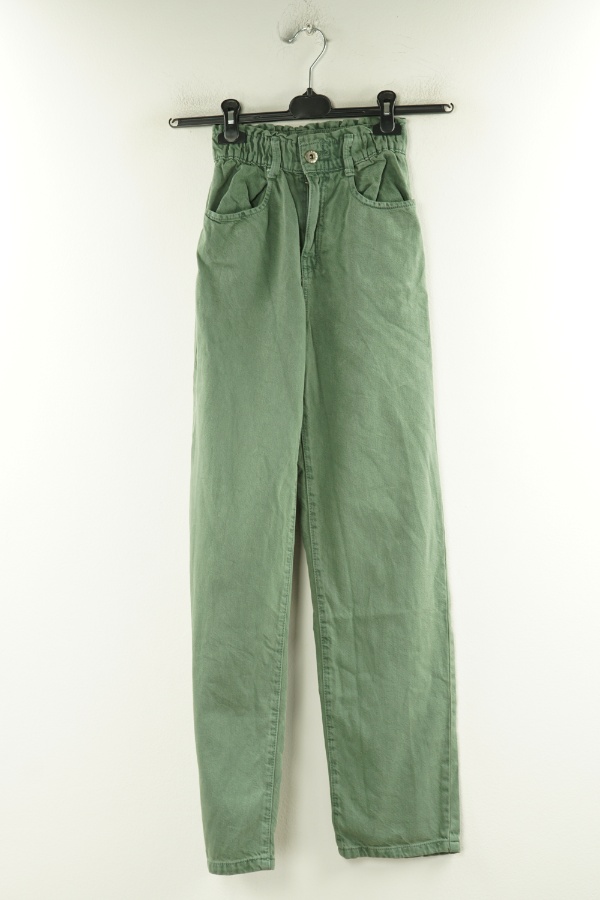 Spodnie zielone jeansowe - PULL&BEAR zdjęcie 1