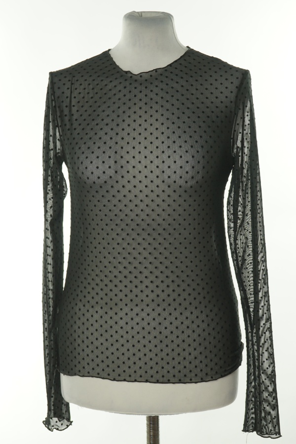 Bluzka czarna siateczka w kropki, ZARA - ZARA zdjęcie 1