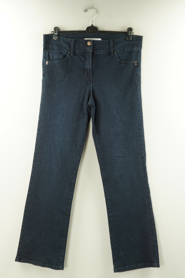 Spodnie granatowe jeansowe z wysokim stanem - NEXT zdjęcie 1